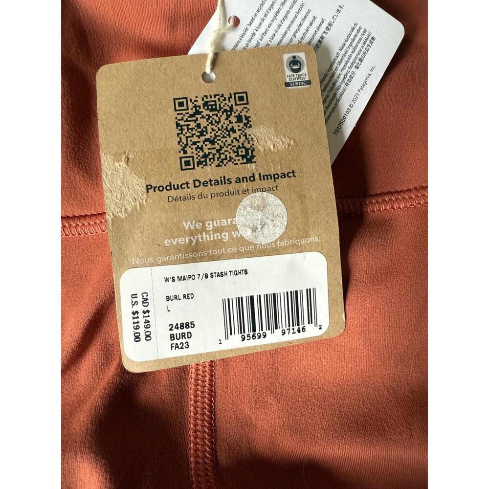 NEW Patagonia Women's Maipo 7/8 Length Stash Tights Burl Red Size Large - Picture 3 of 3